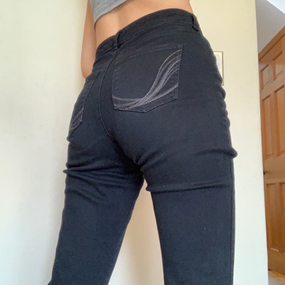 SOLD - high waisted black wide leg jeans